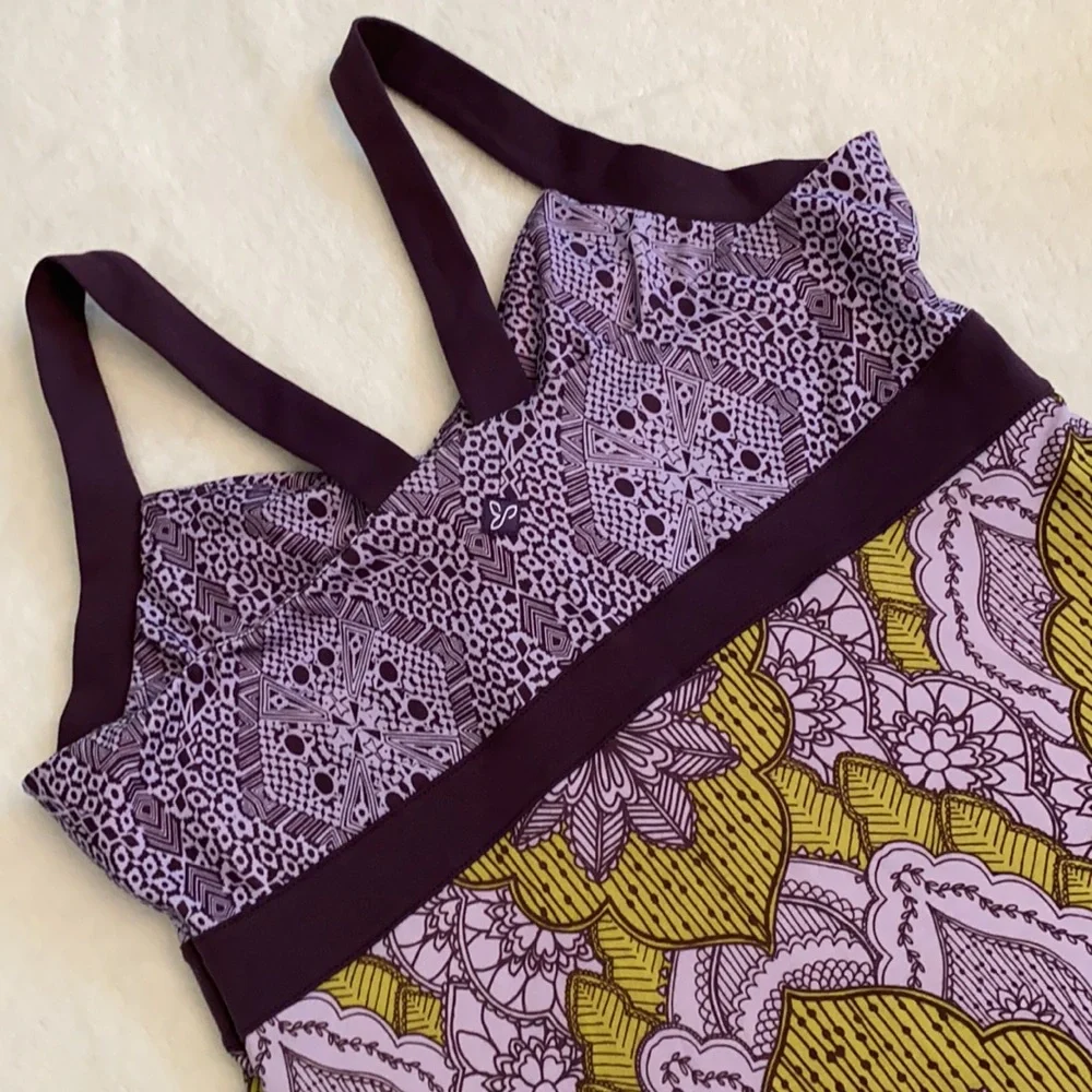 Prana | Amaya Athletic Active Dress Lupine Scallop Purple/Green Mandala Print S - Picture 14 of 16